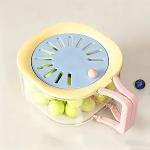 Multifunctional Dual-Layer Drain Basket, Foldable Handle, Fruit Bowl, Refrigerator Organizer, Thickened Design, Multiple Scenarios Use