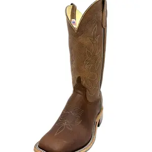 Anderson Bean Men's Boots - Canela Bison Navajo/Saddle West Top (Made In Texas)