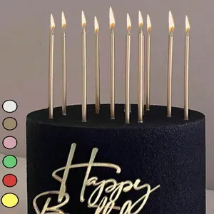 Birthday Candles - Long Cake Candles, Slow Burning, Champagne Color, Easy Counting, Thin Design, Perfect for Birthdays, Anniversaries, Parties, Holiday Parties, Celebrations