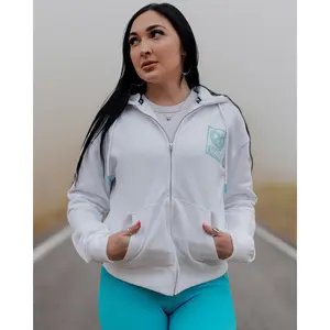 Women's Tiffany Box Crest Zip Up Hoodie - White