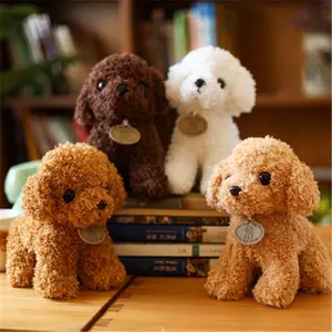 20CM Cute Teddy Dog Plush Toy Curly Dog Doll With Hanging Tag Simulation Dog To Send Children's Birthday Gift