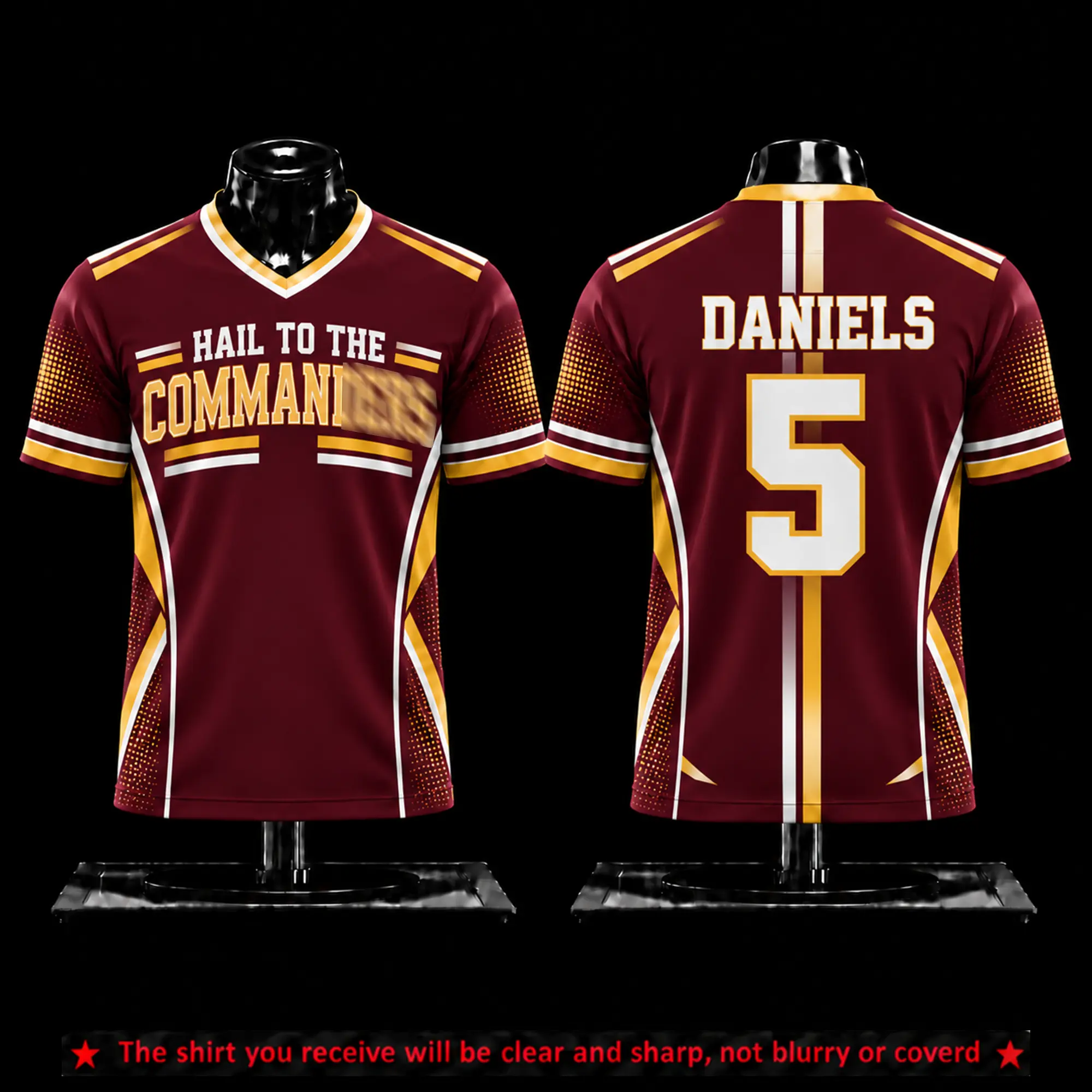 Jayden Daniels 5 'Hail To The ' Premium Lightweight Breathable Fabric Jersey, Washington City Football Fan Jersey Shirt, Football Unisex Game Day Apparel, Gift For Football Fans, Boyfriends, Husband