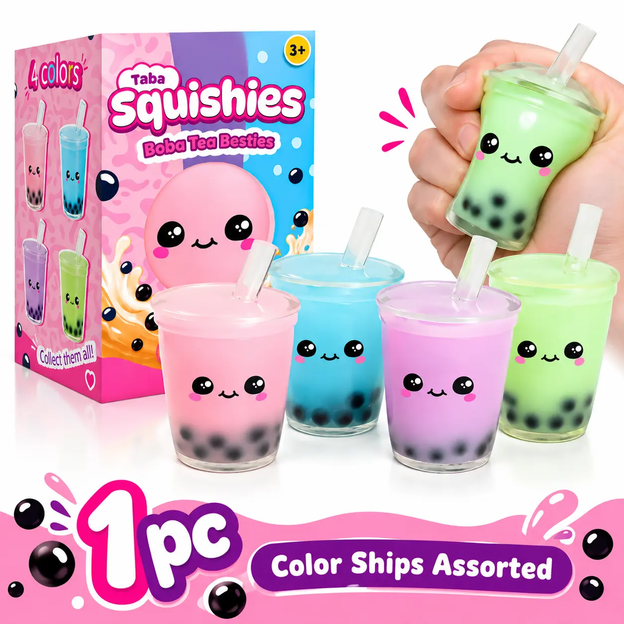 Taba Squishies Boba Buddies Sensory Fidget Toy (1pc) Color Ships Assorted