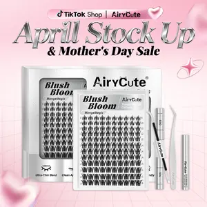 BlushBloom | AiryCute MangaMagic Collection Upgrade U Lashes with Ultra-Dense, Waterproof, Long-Lasting Lashes | FairyBloom | Fashion Wet Look | fairy bloom Beginner-Friendly DIY Lashes for a Flawless, Voluminous Look | Trendy & Must-Have Clusters