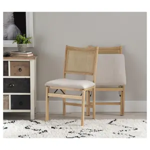 Linon Home Kira Rattan Cane Folding Dining SideChair