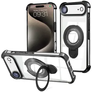 Entronix [Magnetic] Case Compatible with iPhone 17 Air - [Clear Back] Luxury Glossy Gripstand