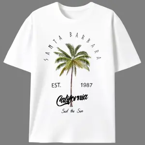 California Palm Trees Men's Printed T-Shirt |   Unisex West Coast Surf Beach Casual T-Shirt |   Summer Gift for Surf Enthusiasts