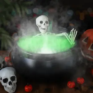 Halloween Outdoor Decorations, 12 Inch Large Witch Cauldron Diffuser, Skull Witch Cauldron Water Bottle, 12 LED Fogger, Indoor Outdoor Halloween Decor