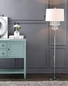 JONATHAN Y Abigail 61" Contemporary, Transitional Crystal/Metal LED Floor Lamp, Bulb Included