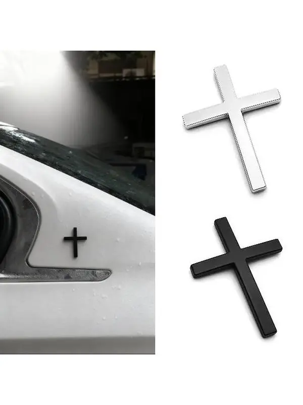3D Christian Cross Sticker - Car Exterior Emblem Badge Decal, Universal Party Gift Accessory for Cars, Motorcycles