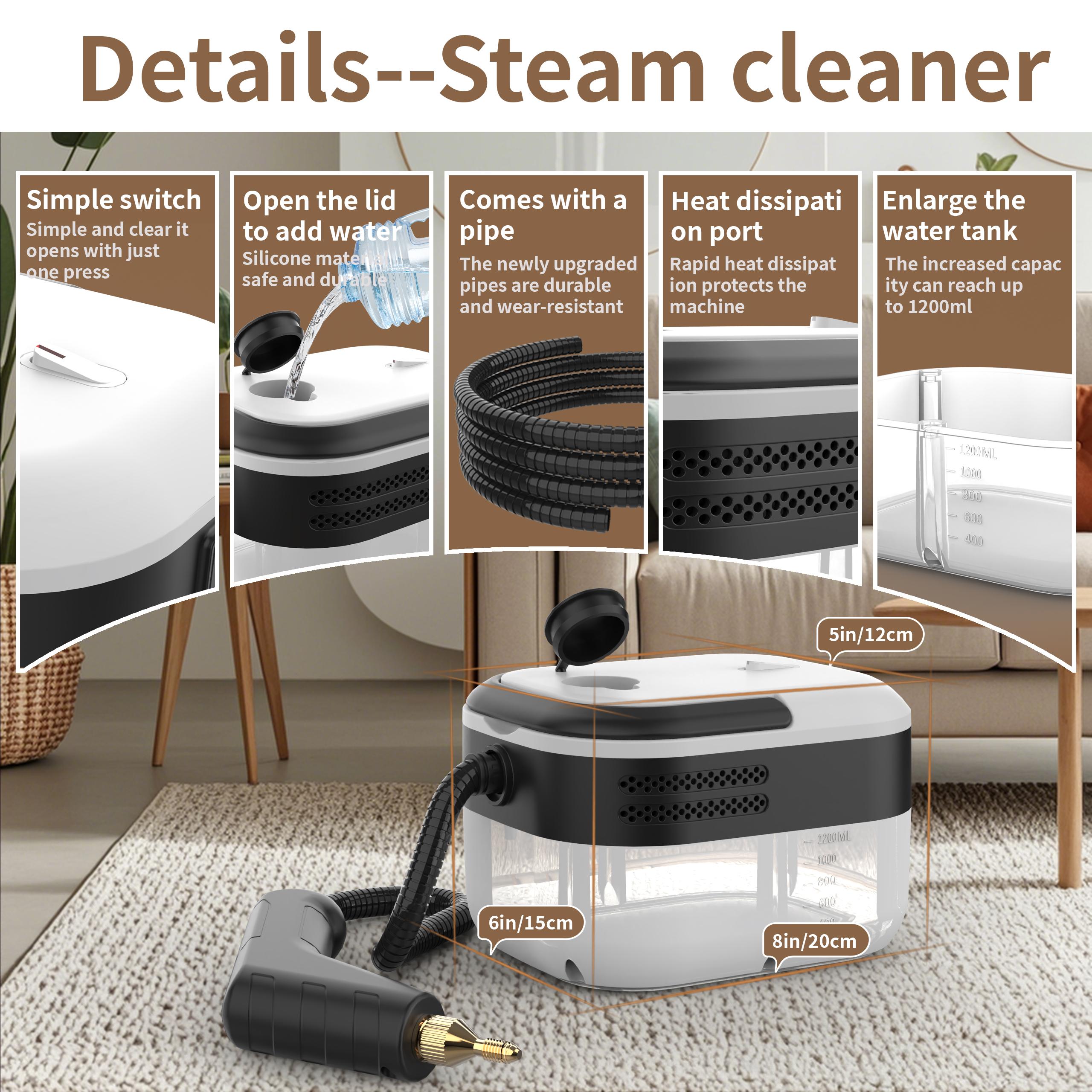 High Pressure Handheld Steam Cleaner for Home Use, Portable Chemical-Free Steamer with 10 Attachments for Deep Cleaning Kitchen, Bathroom, Grout, Sofa, Car & Floor