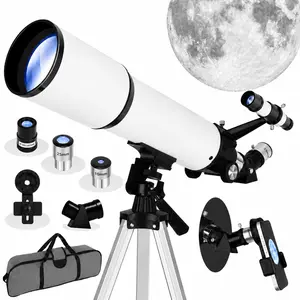 Refractor Telescope for Astronomy Beginners & Families, 80mm Aperture 600mm Portable Model with Fully Multi-Coated Optics, AZ Mount Tripod, Phone Adapter and carry bag