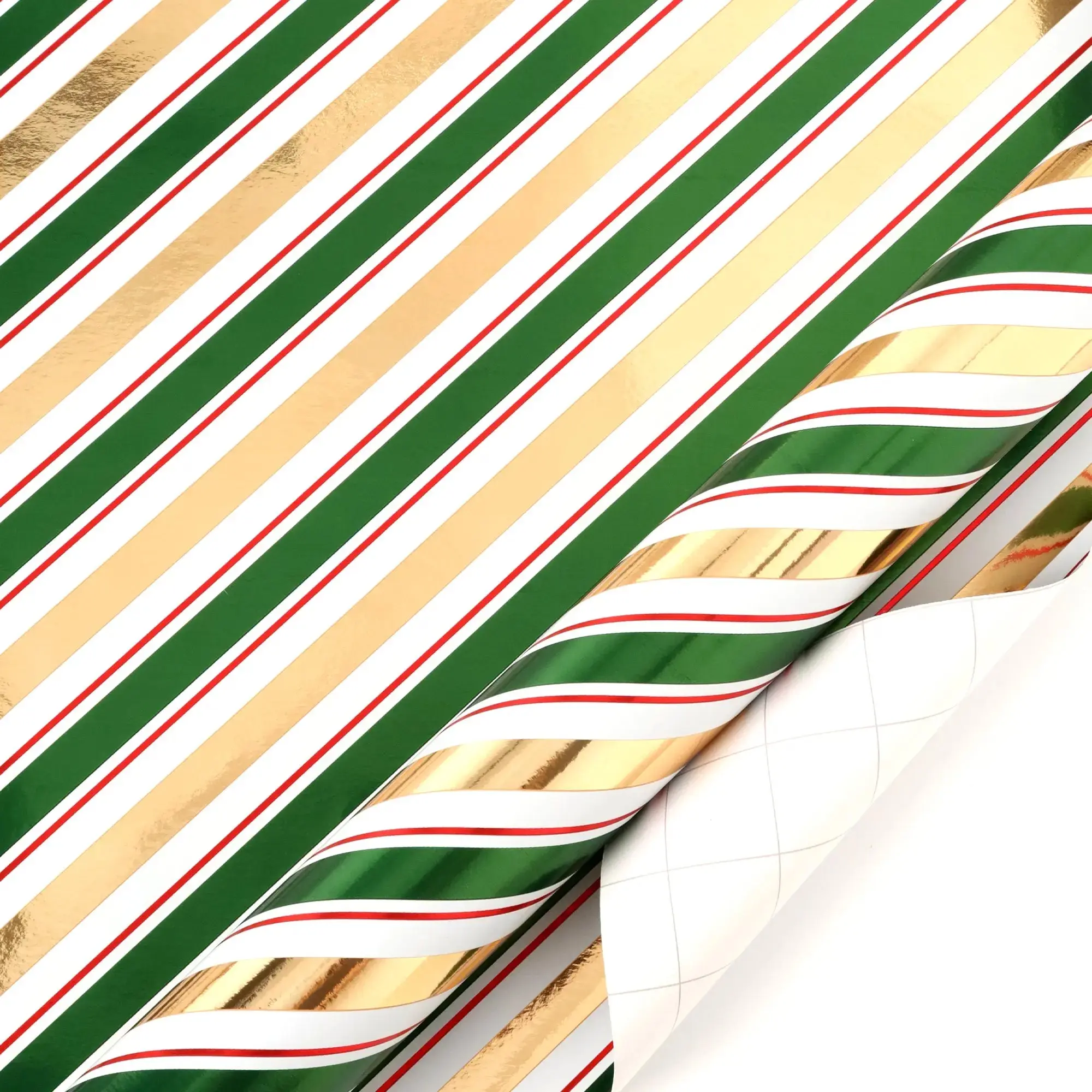 Wrapping Paper Roll, 30" x 10' Diagonal Metallic Stripe Gift Wrapping Supplies for Chic Gifts & Wrapping