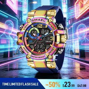 Men's Colorful Punk Style Quartz Watch, Jumpstart saleMulti.Functional Waterproof Dual Display Wristwatch,Tren, sportive analog-digital quartz watch, Birthday Giftwith Gift Boxfashionable wristwatch multifunctional men