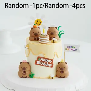 Capybara Cake Topper, Cake Decorating Supplies, Cartoon Animal Figurine Decorations, Kids Birthday Party Supplies, Car Dashboard Ornaments for Boys/girls, Lightweight