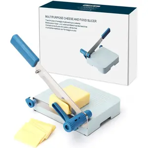 Multipurpose Cheese Slicer Cutter with Board for Arthritic and Weak Hands, Adjustable Thickness Dial for Block Cheese, Effortless Slicing, Guillotine Sausage Ham Biltong Jerky Slicer