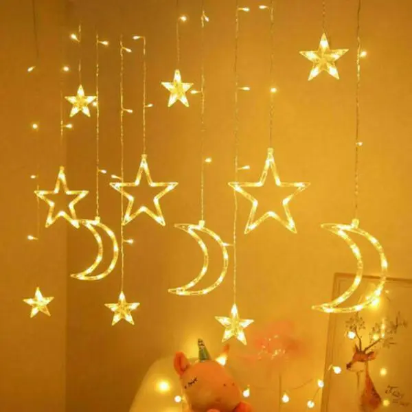 LED Fairy String Window Curtain Lights – Star Decorative Lighting for Home, Parties & Events