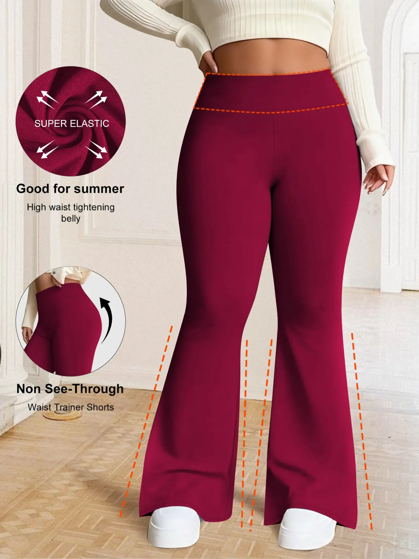 Women's high waist solid color Minimalist flared legs sports yoga pants compression Fitted leggings running training casual trousers