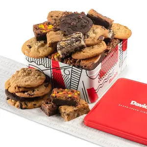 David's Cookies Fresh Baked Cookie, Brownie and Crumb Cake Gift Tin - Assorted Flavors