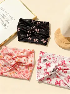 Fashion Butterfly Floral Print Cross Headband, Non-Slip Wide Yoga Sports Workout Headband, Versatile Boho Hair Accessory Set