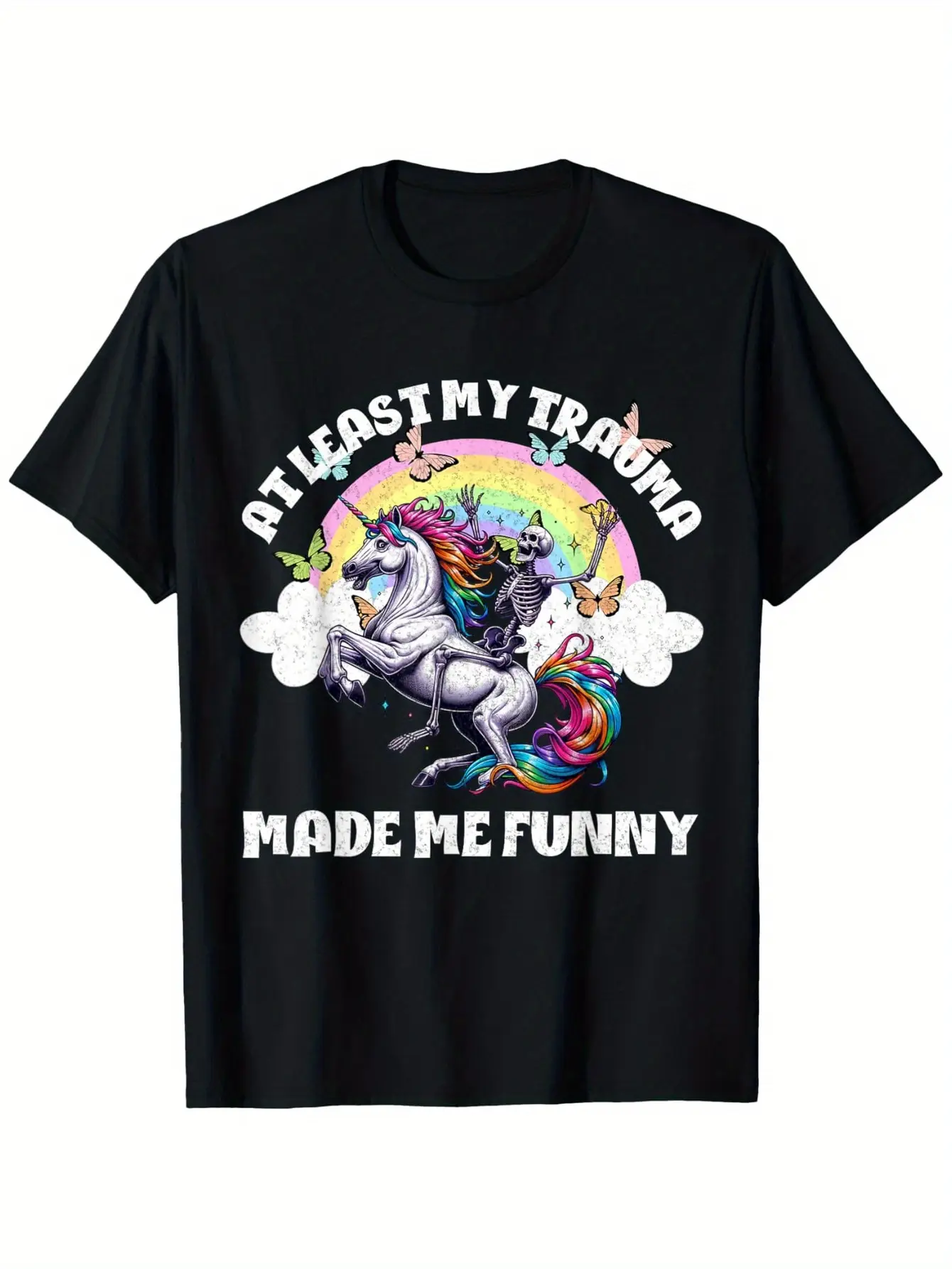 Funny Trauma Graphic T-Shirt - _Least My Trauma Ma unisex soft cotton short sleeve t shirt, vintage graphic casual tee for men women teens, perfect birthday holiday gift for camping travel gym daily street casual wear
