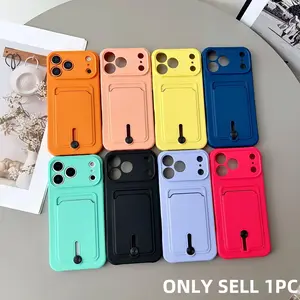 Portable card holder slot smartphone case suitable for iPhone 17 Pro Max, 16 Pro, 15 Plus, 14, 13, 12, 11, Air - a shockproof protective case with an integrated card holder that can hold cards