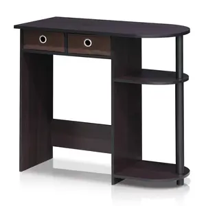 Here is a desk that helps your setup feel more put together: the GO GREEN Desk in Dark Walnut gives you a 31.5-inch desk, two side shelves and storage bins, and room for a dorm, bedroom, or home office.