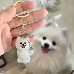 [Fun DIY Puppy Keychain] Fun, Durable Puppy Keychain with Hanging Capsule | Transparent Dog Hair Storage Box, Compatible with Pet Lover Gift for Birthday, Halloween - Keeps Pet Hair Organized, Decorative Keyring for Dog Owners