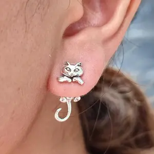 Cat Earrings for Women Trendy Stuff Christmas Stocking Stuffers Cute Funny Animal Stud Earrings Jewelry Cat Lovers Gifts for Birthday Christmas