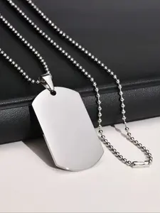 Men's Titanium Steel Army Badge Necklace, Color-Resistant Hip-Hop Pendant, Versatile Streetwear Accessory, Daily Wear, Trendy Style