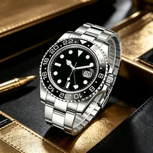 Luxury Analog Quartz GMT Watch For Gentlemen, Waterproof Shock Resistant Daily Wear Men’s Fashion Wrist Watch With Calendar Display