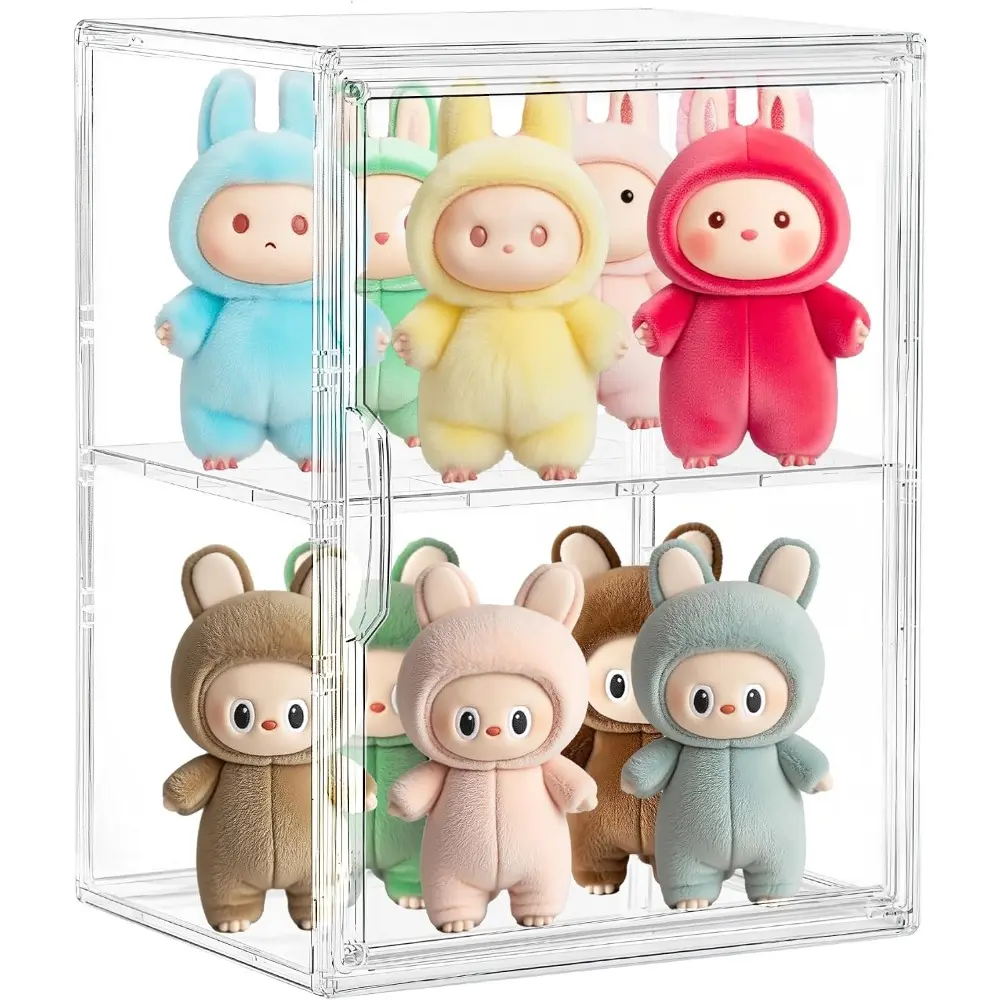 3 Tiers Clear Acrylic Display Case with Removable Shelf for Figures | Clear Acrylic Showcase 3 Tier for POP MART Figures, Makeup, with Removable Shelf, Dustproof Collectible Display Box Organizer