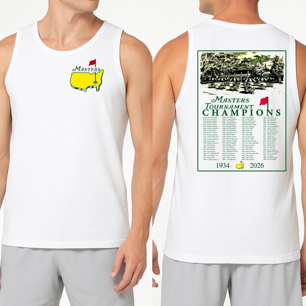 The Masters Champions 1934–2026 Tank Top, Augusta National Golf Tournament, Vintage Golf Champion List Graphic, Cotton Streetwear Casual Top