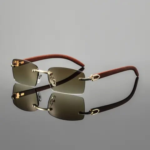 Men's Gradient Metal Frameless Eyeglasses, Stylish Glasses, Casual Fashion Business Style, Unisex Decorative Lens, All Seasons Wear, Trendy Beach Eyewear