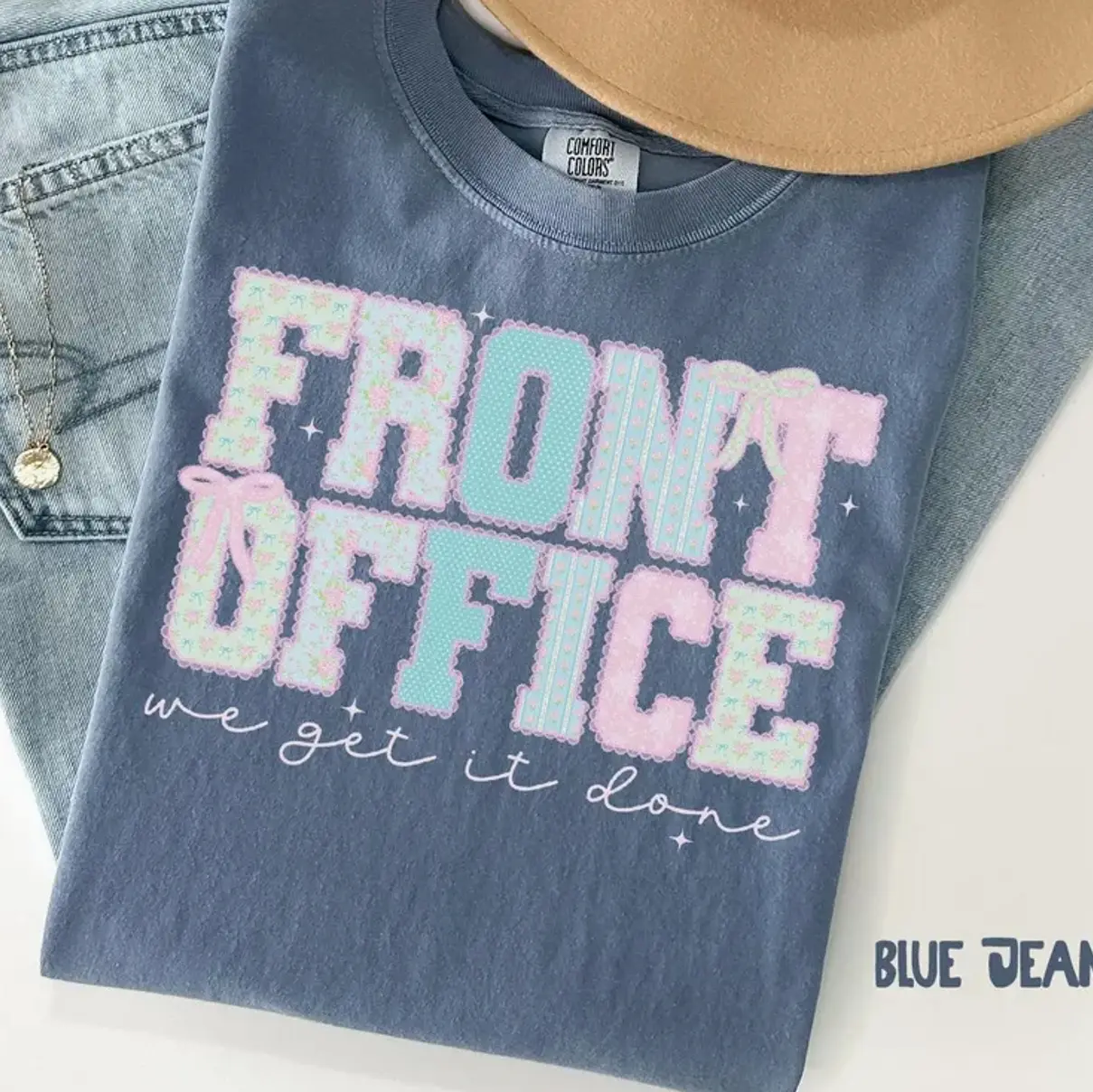 Comfort Colors Front Office Squad T-Shirt, Lace Secretary Tee, Dental Administrative Assistant