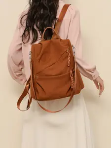 Fashion New Style Plain Color Corduroy Women's Backpack, Convertible Shoulder & Crossbody Bag, Casual Commuter Small Bookbag, Stylish Daypacks