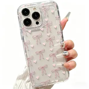 Pink Bow iPhone Case - Soft Shell Mobile Phone Case for iPhone17 16 15 14 13 12 11 x xr xs xsmax pro max plus Series - Easter, Christmas, Halloween Gift Ideas