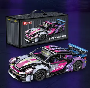 Remote Control 911 Style Supercar Block Set - 1000+ Pcs High-Speed RC Carwith Dual Motors, LED Lights & Acrylic Display Case, Engineering Toy Gift forAdults & Teens Diy Model Kit