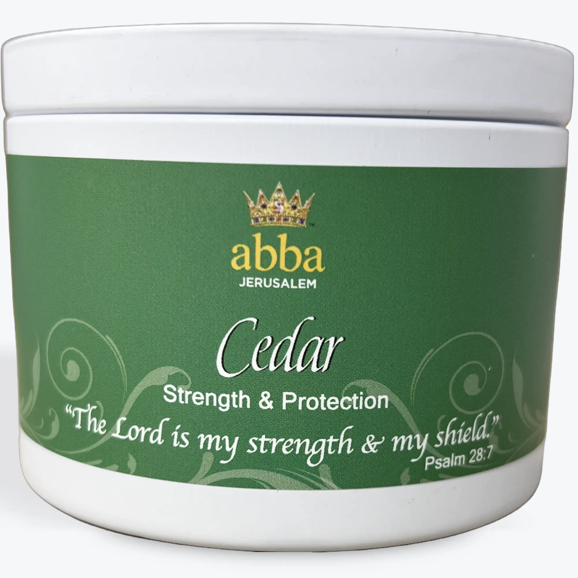 Cedar Fragrance Hand-Poured Candle - 8oz White Tin, 30-40 Hrs Burn Time, Home Decor Accent, Bible Study Gift for Bible Study Leader/Sunday School Teacher, Cedar of Lebanon Temple Themed, Ideal for Anyone Who Loves God's Word, Scripture Quote