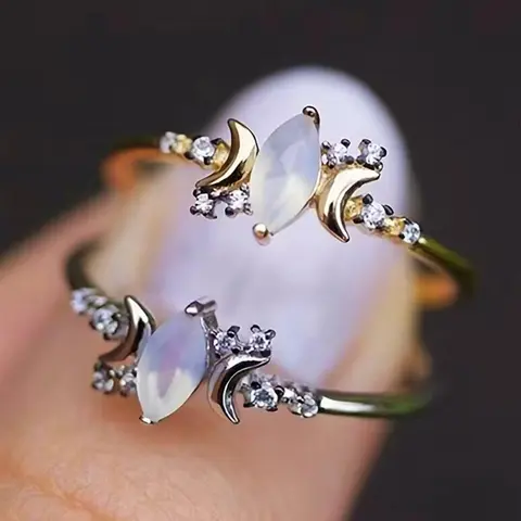Artificial Gemstone & Rhinestone Decorated Ring, Elegant Design Copper Ring for Women, Princess Ring, Fashion Rings, Fashion Accessories for Party, Daily Clothing Decor, Exquisite Jewelry for Birthday Gift, Vintage Crystal Ring, Beautiful Rings