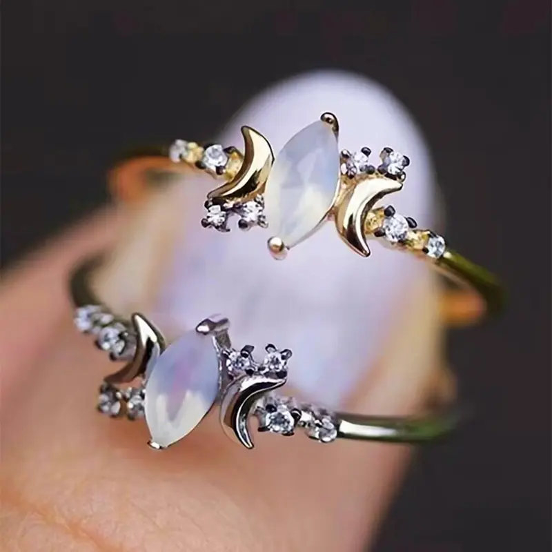 Artificial Gemstone & Rhinestone Decorated Ring, Elegant Design Copper Ring for Women, Princess Ring, Fashion Rings, Fashion Accessories for Party, Daily Clothing Decor, Exquisite Jewelry for Birthday Gift, Vintage Crystal Ring, Beautiful Rings