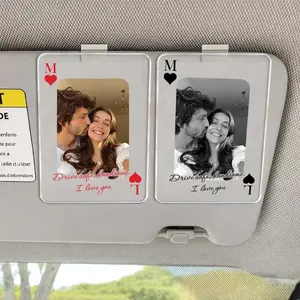Personalized Photo Car Visor Clip Custom Playing Card Photo Frame Acrylic Car Visor Decor Drive Safe Gift For Boyfriend Husband Anniversary Gift