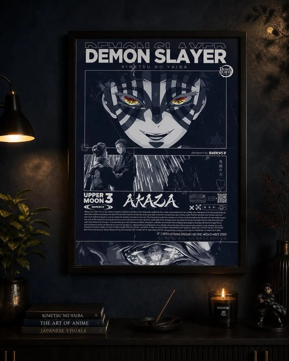 Demon Slayer Akaza Poster, Anime Wall Art, Manga Poster Print, Dark Japanese Room Decor, Matte Vertical Poster