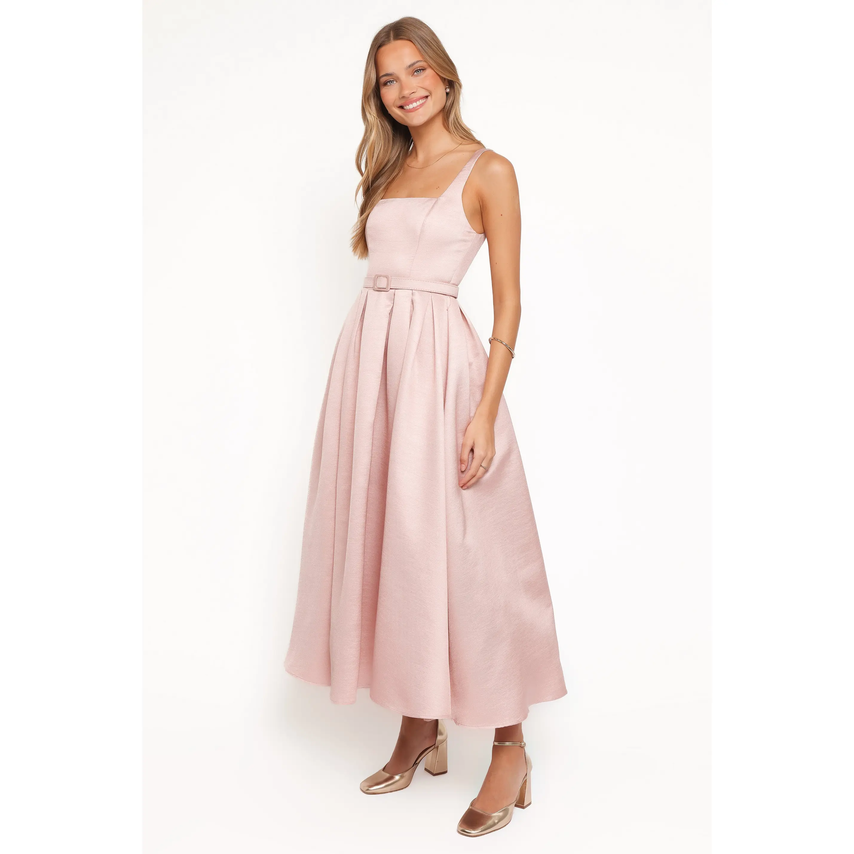midi dress dusty pink The Knit Pleated Dress