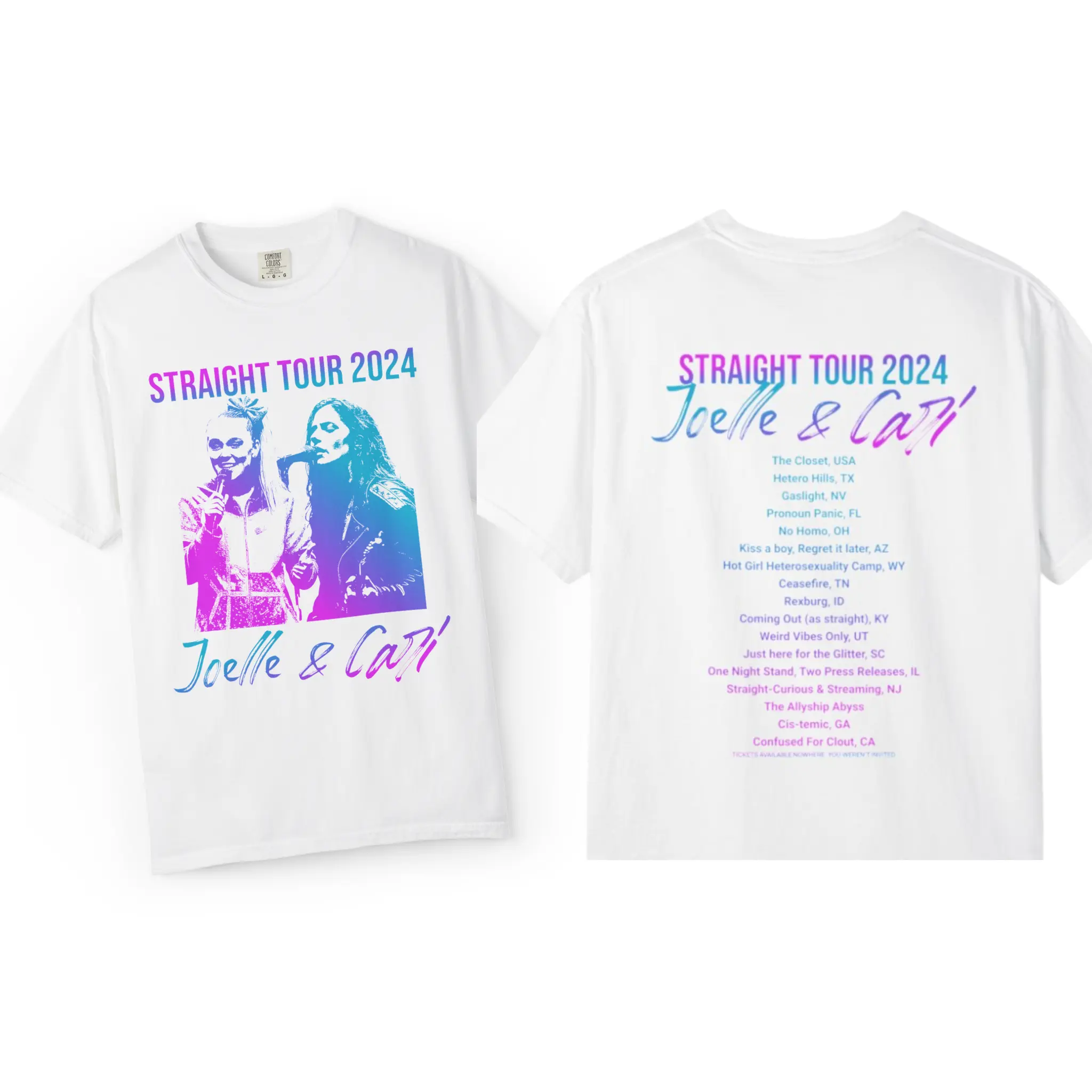 Straight Tour 2025 Joelle & Cari Tshirt, JoJo Siwa & Fletcher, Pride Month, Pride Merch, Fletcher Fans Tee