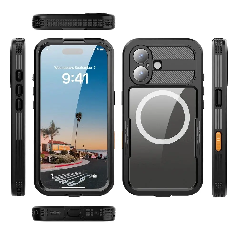 MagSafe waterproof protective case, shockproof, heavy-duty protective cover, providing comprehensive protection for the entire device. Dust-proof phone case, snow-proof phone case, drop-proof phone case. Suitable for iPhone 17/Pro/Pro Max/AIR.