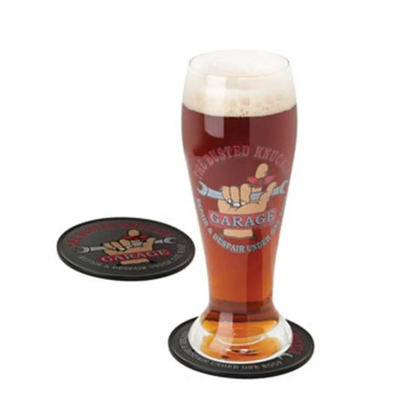 Busted Knuckle Garage BKG-78702 Classic Tin Pilsner Glass Set, Multi-Color