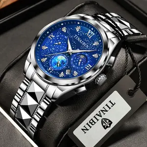 TINAlBIN Watches For Men Chronograph Business Dress QuartzStainless Steel Water Resistant Luminous Date Wristwatch