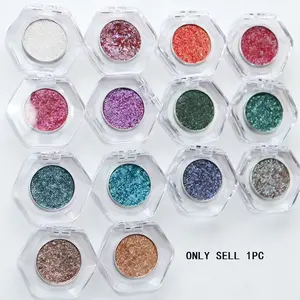 Single Color Flashing Eyeshadow, Highlighter Glitter Eyeshadow, Potato Mud Texture, Waterproof Sweatproof, Portable Acrylic Packaging