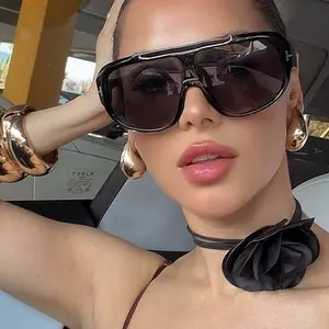 DUBAI Oversized Aviator Sunglasses Women's Stylish UV Protection Color Lenses Fashionable Accessory for Casual & Formal Events Trendy Design Enhances Your Look